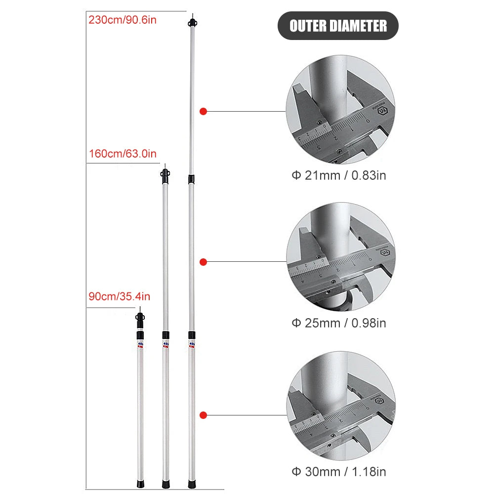 Adjustable Tent Support Rod Beach Shelter Tarp Awning Pole Thicken Aluminum Alloy Tent Pole Camping Accessories for Camping Tent