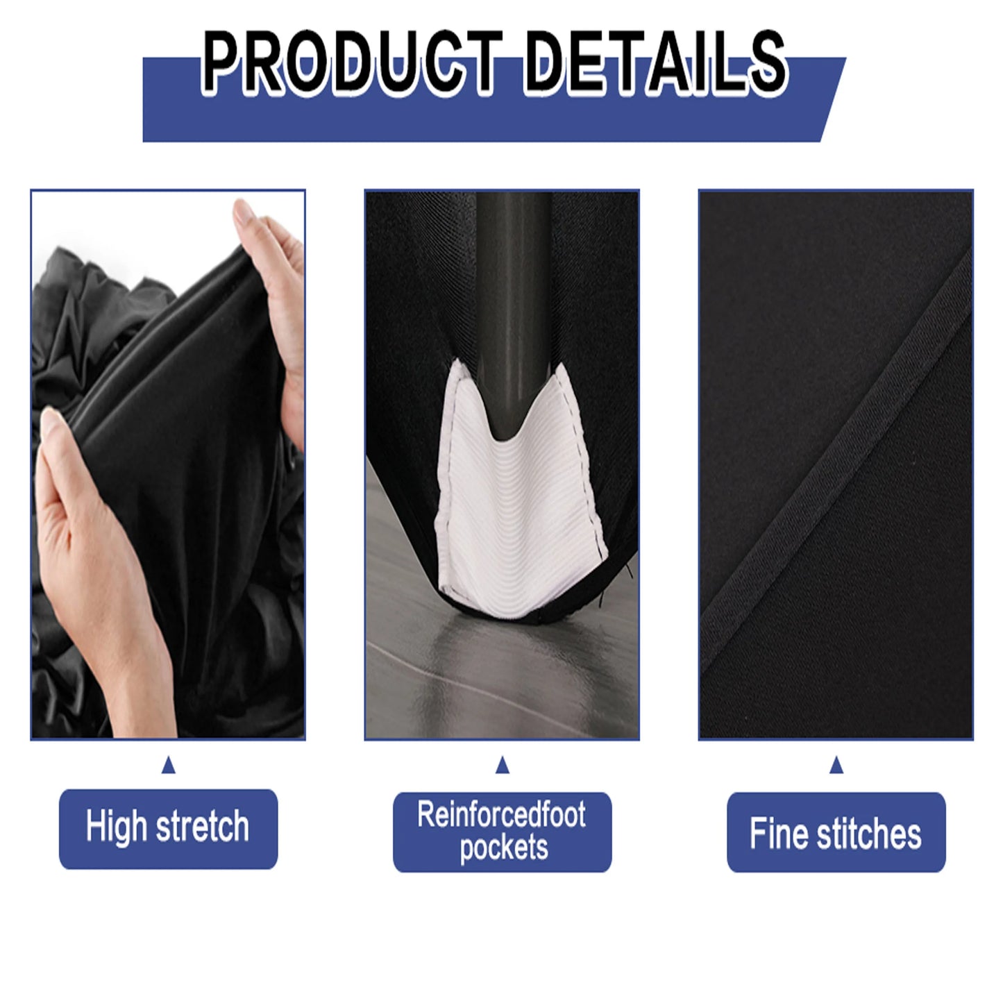 4/6FT White/Black High Stretch Tablecloth Wedding Party Beauty Massage Elastic Hotel Birthday Cover Rectangular Table Cloth