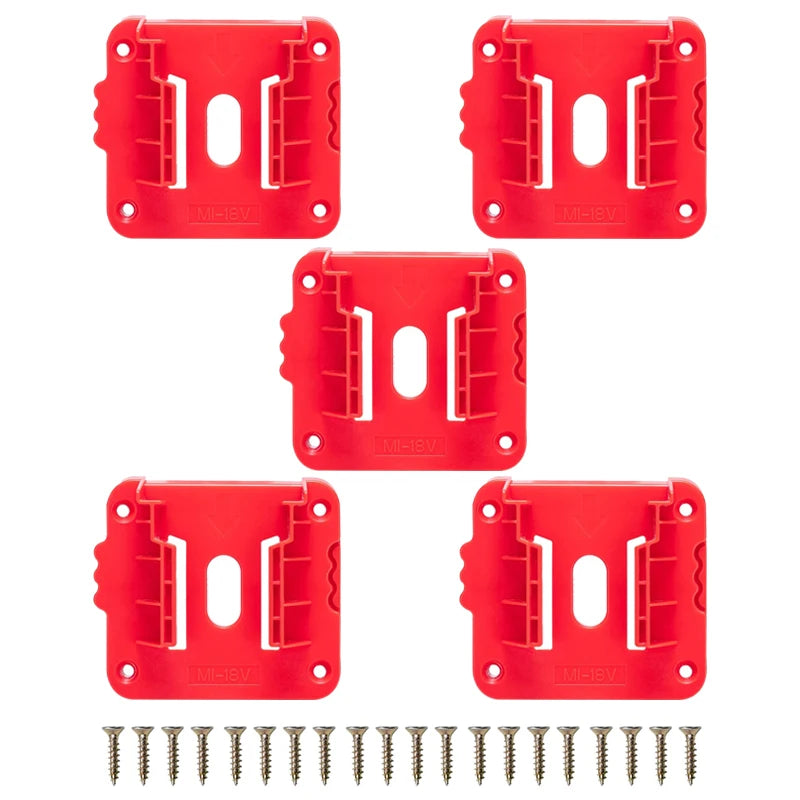 5 Pack Battery Holder Battery Mount For Milwaukee 18V Battery Dock Holder Fit For 48-11-1815 48-11-1828 48-11-1850 Battery