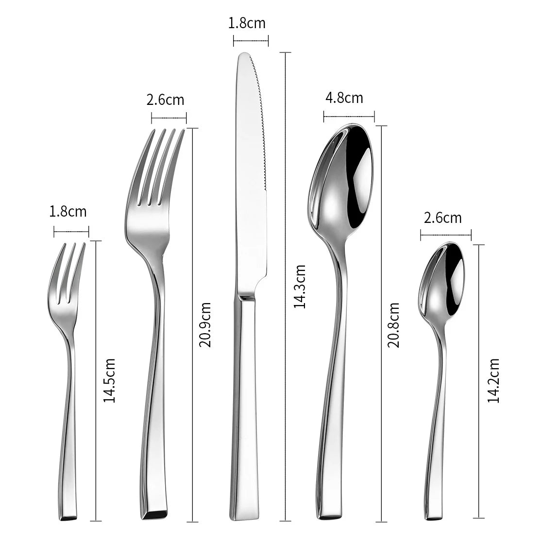 304 stainless steel square handle tableware set thickened restaurant hotel household high-end knife fork set