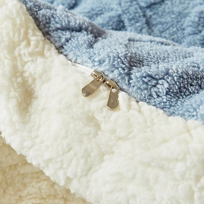 Winter Wool Blanket Double Layer Thickening Blanket Warm Plaid Blankets Fleece Super Warm Soft Throw Sofa Bed Cover Cobija