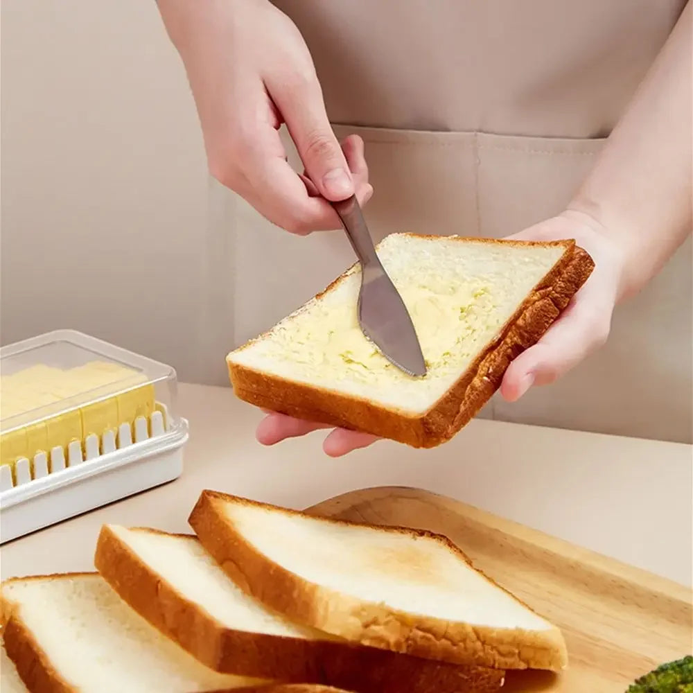 1Pc Eco-Friendly Home Kitchen Accessories with Lid Cheese Butter Storage Box Fresh-Keeping Box Cheese Tools Butter Cutting