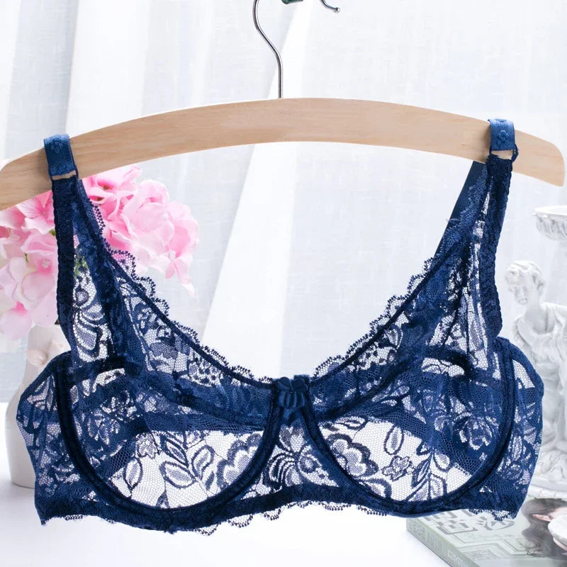 2025 Women’s Comfy Fashion Sexy Lingerie Lace Hollow Out Transparent Bra Underwire Bra Underwear Erotic Attractive Women Clothes