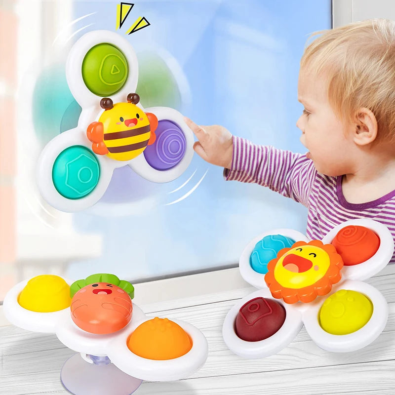 3pcs Baby Cartoon Fidget Spinner Toys Colorful Insect Gyro Educational Toy Kids Fingertip Rattle Bath Toys for Boys Girls Gift