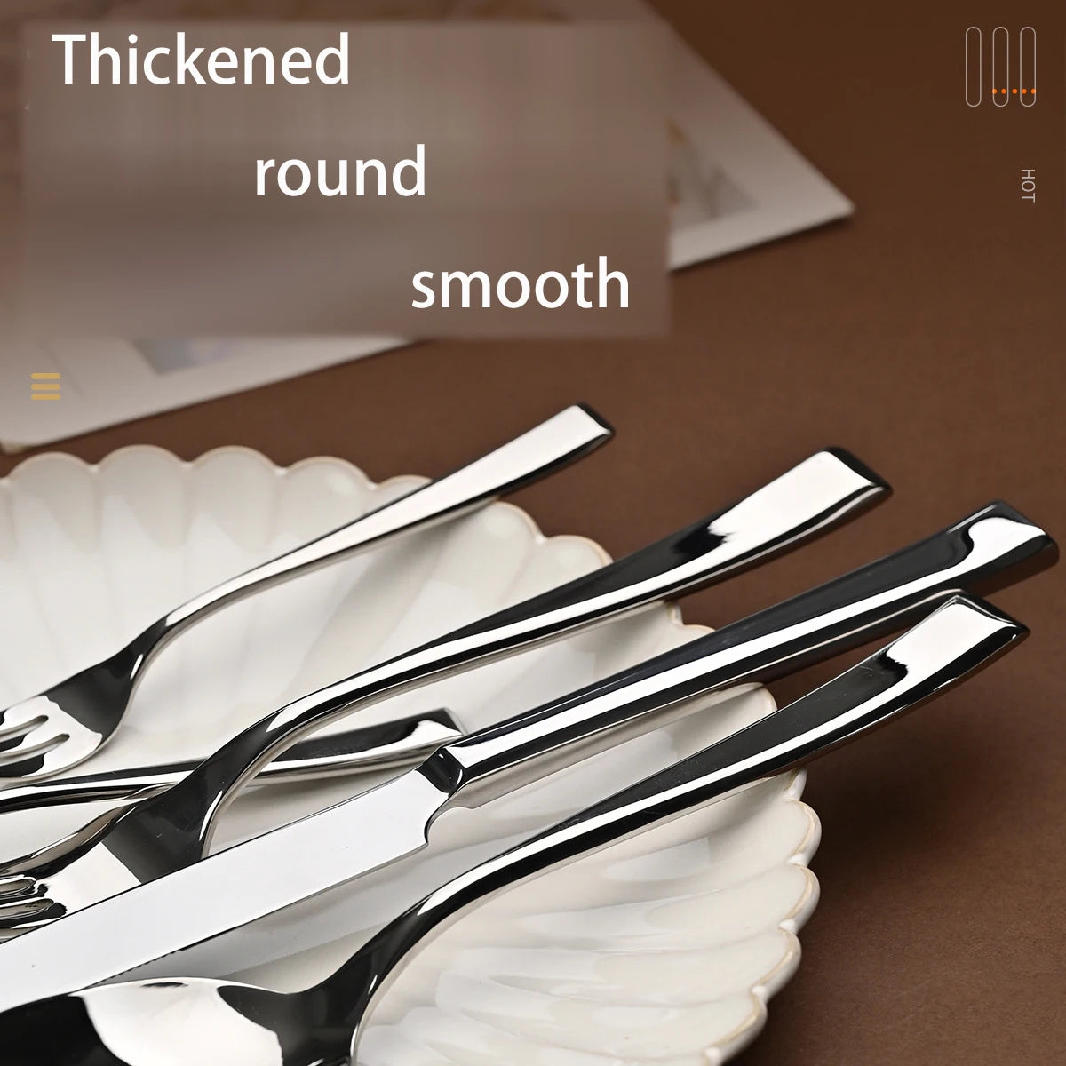 304 stainless steel square handle tableware set thickened restaurant hotel household high-end knife fork set