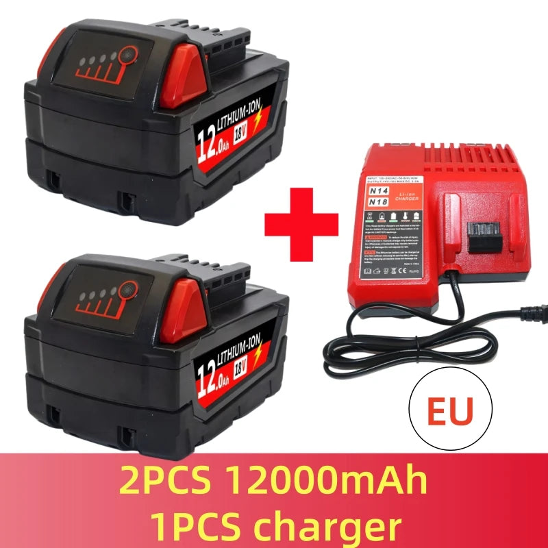 6000mAH/12000mAH For Milwaukee M18 18V Replacement For Milwaukee M18B5 XC Li-ion battery 48-11-1815 2604-20 48-11-1850 charger