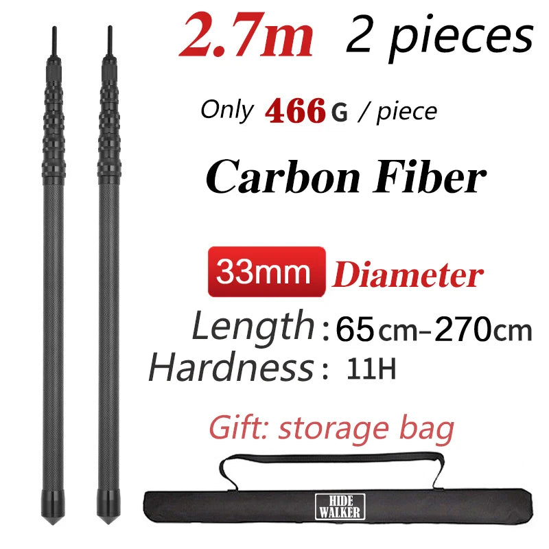 Carbon Fiber Tarp Pole Telescopic 2.8m Tarp Poles Telescope Lightweight Camping Poles Carbon Ultralight 3m Tent Pole Adjustable