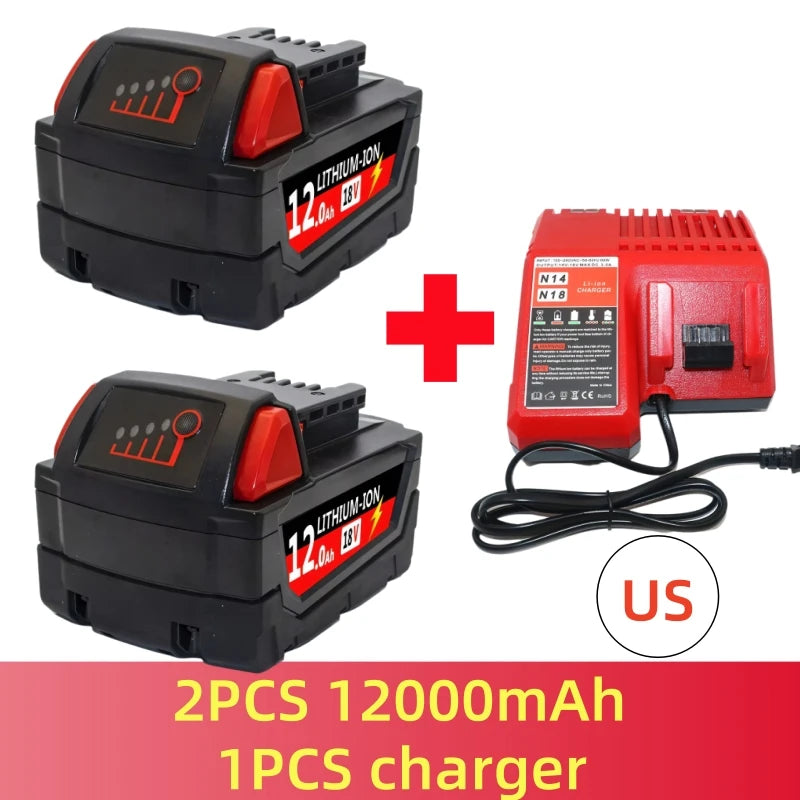 6000mAH/12000mAH For Milwaukee M18 18V Replacement For Milwaukee M18B5 XC Li-ion battery 48-11-1815 2604-20 48-11-1850 charger