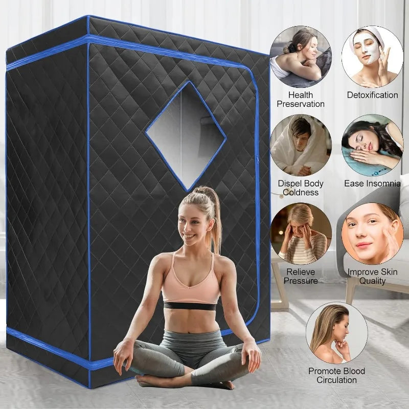 Oversize Portable Far Infrared Sauna for Home, Large Space for 1 or 2 Person Home Spa for Relaxation & Detox, Private Sauna