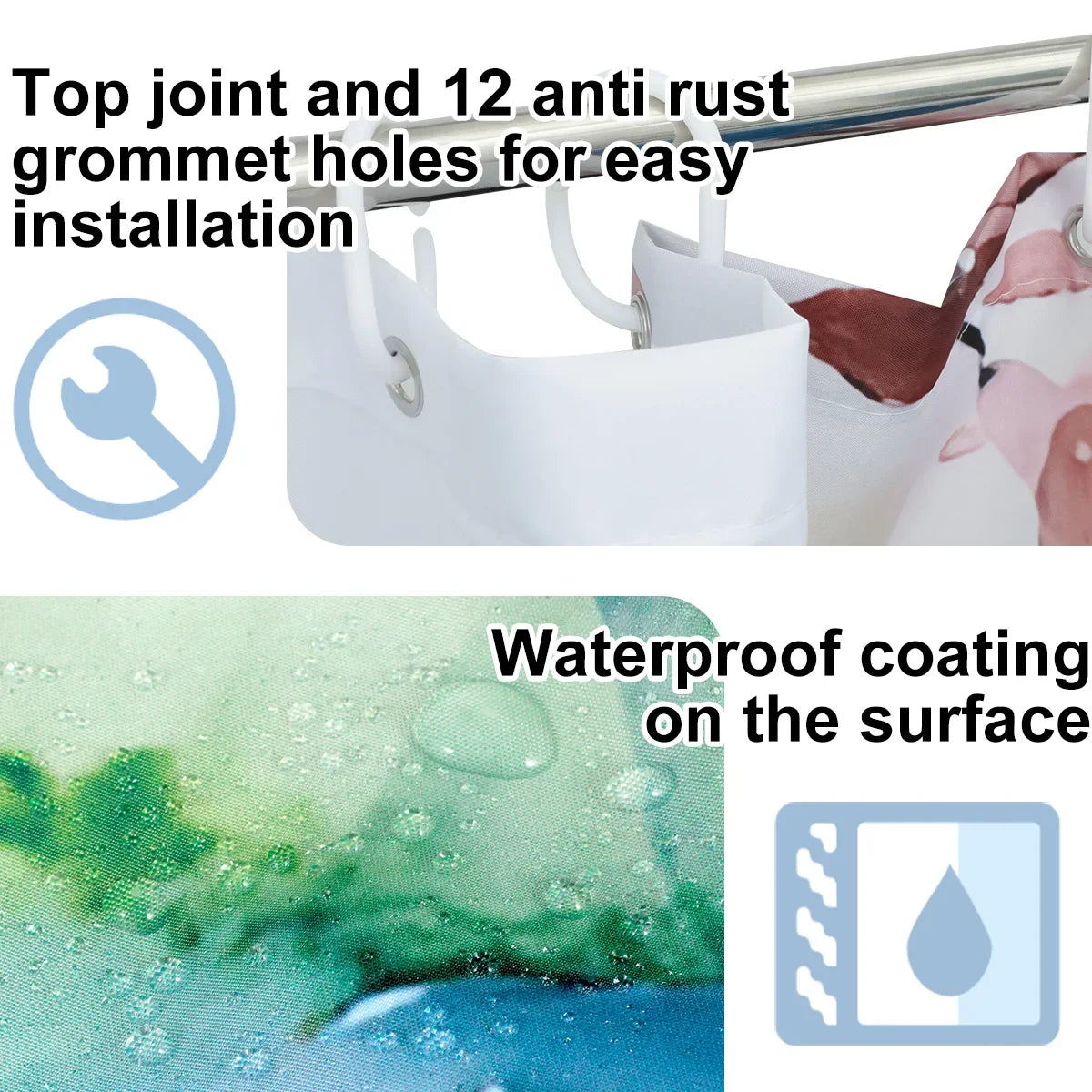 Plants Shower Curtain Waterproof Shower Curtain Polyester Fabric 3D Printing Bathroom Curtains Bathroom Decor With Hooks