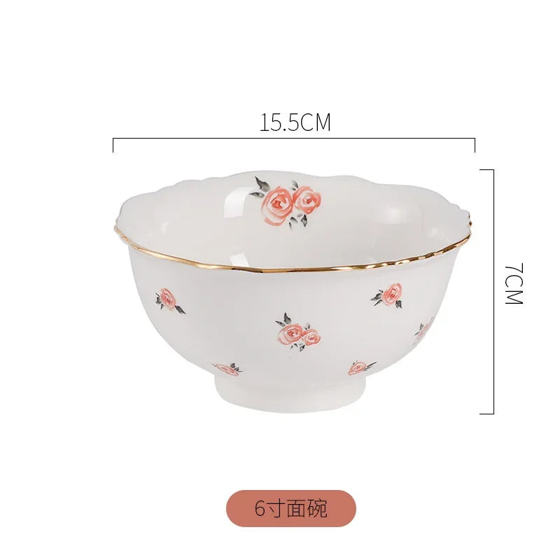Creativity Plates and Bowls Set Kawaii Scoop Plate Elegant Phnom Penh Ceramic Bowl Set Household Salad Bowl Spoon Steak Plate
