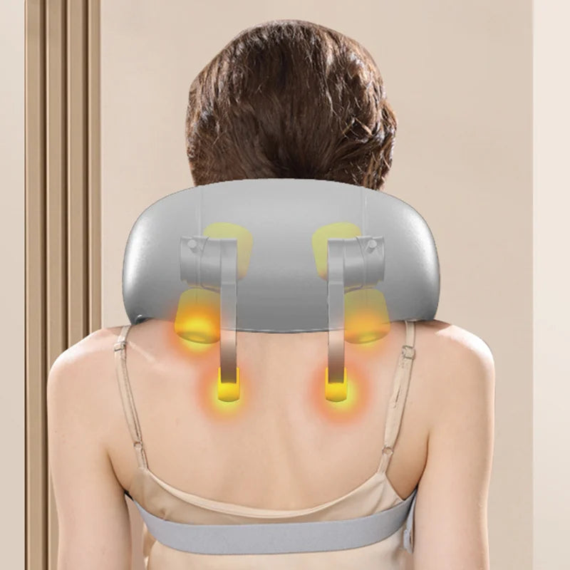 Neck and Shoulder Massage Shawl Heating Kneading 6D Massage Head Deep Massage and Muscle Relaxation Adjustable Wearable Massager