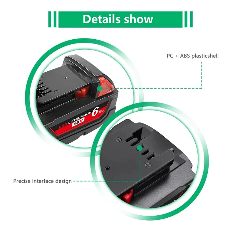 6000mAH/9000mAH For Milwaukee M18 18V Replacement For Milwaukee M18B5 XC Li-ion battery 48-11-1815 48-11-1850 2604-22 2604-20