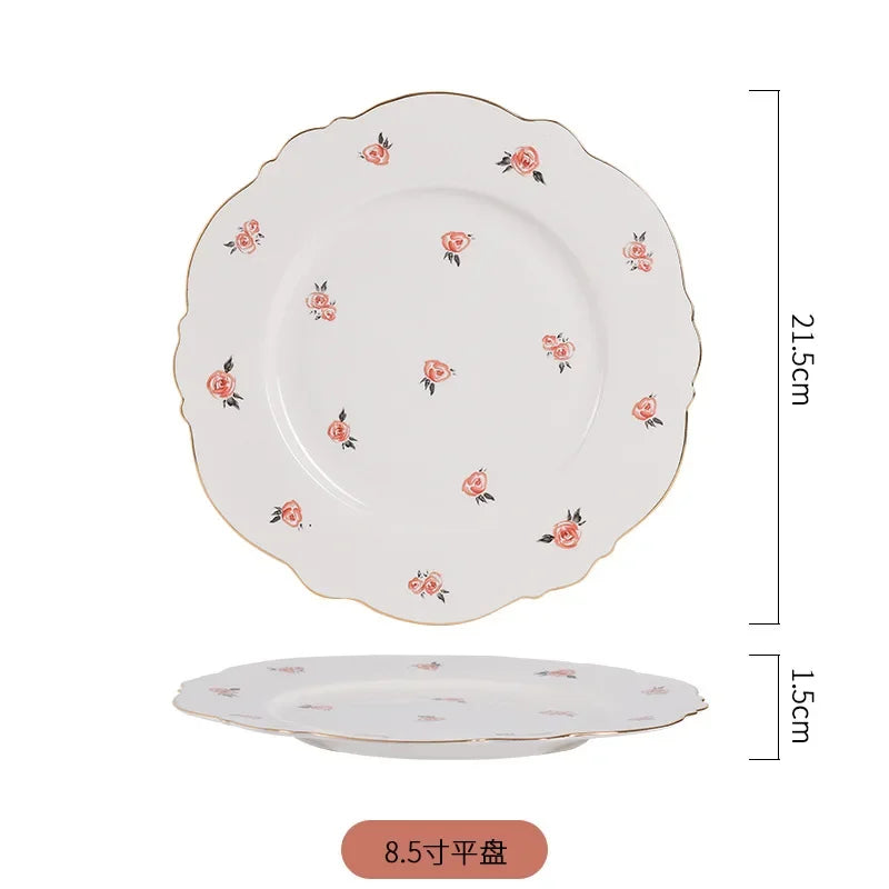 Creativity Plates and Bowls Set Kawaii Scoop Plate Elegant Phnom Penh Ceramic Bowl Set Household Salad Bowl Spoon Steak Plate
