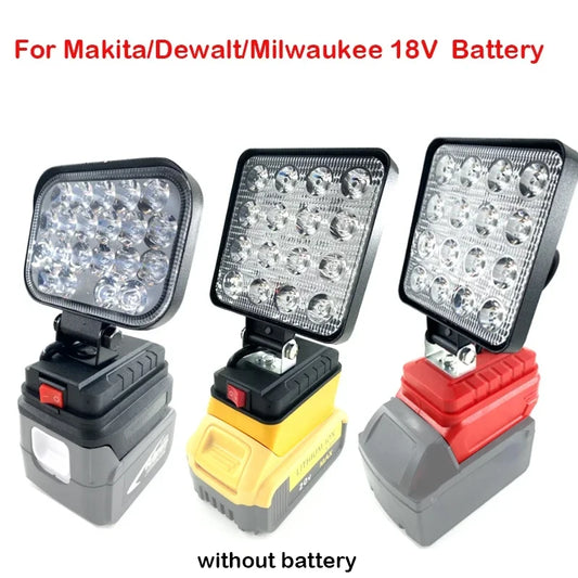 For Makita/Dewalt/Milwaukee 18V Li-ion Battery LED Work Light 3/4 inch Flashlight Portable Emergency Flood Lamp Camping lamp