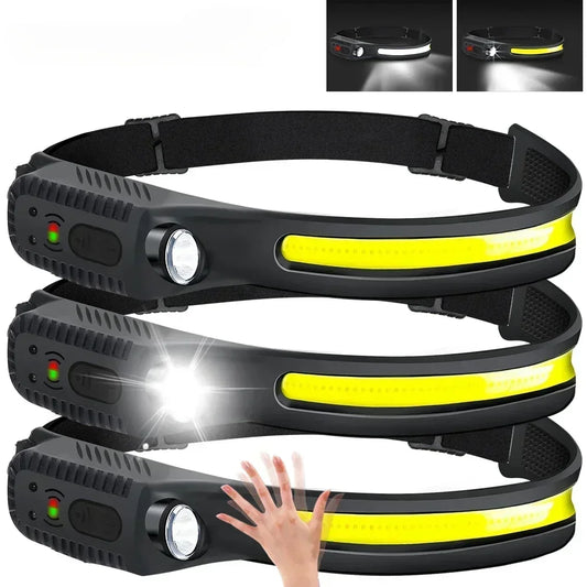 Powerful Induction COB LED Headlamp Built-in Battery USB Rechargeable  Head Torch Outdoor Waterproof Camping Fishing Headlight