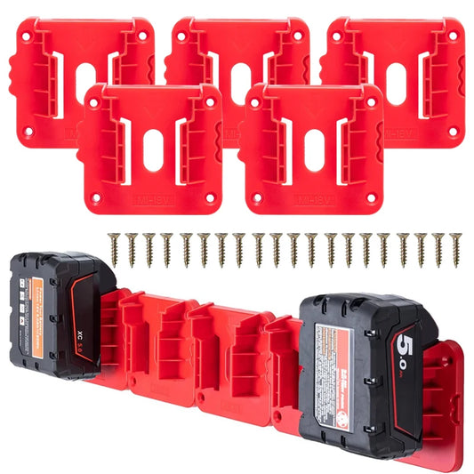 5 Pack Battery Holder Battery Mount For Milwaukee 18V Battery Dock Holder Fit For 48-11-1815 48-11-1828 48-11-1850 Battery