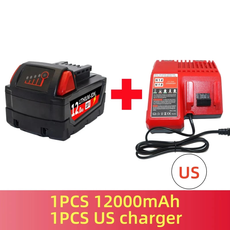 6000mAH/12000mAH For Milwaukee M18 18V Replacement For Milwaukee M18B5 XC Li-ion battery 48-11-1815 2604-20 48-11-1850 charger