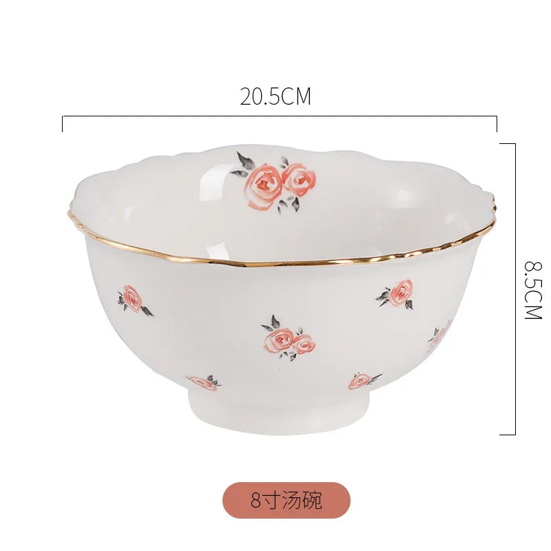 Creativity Plates and Bowls Set Kawaii Scoop Plate Elegant Phnom Penh Ceramic Bowl Set Household Salad Bowl Spoon Steak Plate