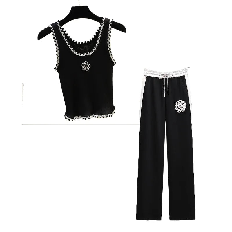 Fashion Two Piece Set Summer Clothes For Women Dresy Damskie Casual Wide Leg Pants Print T Shirt Suits Female clothes big 3XL