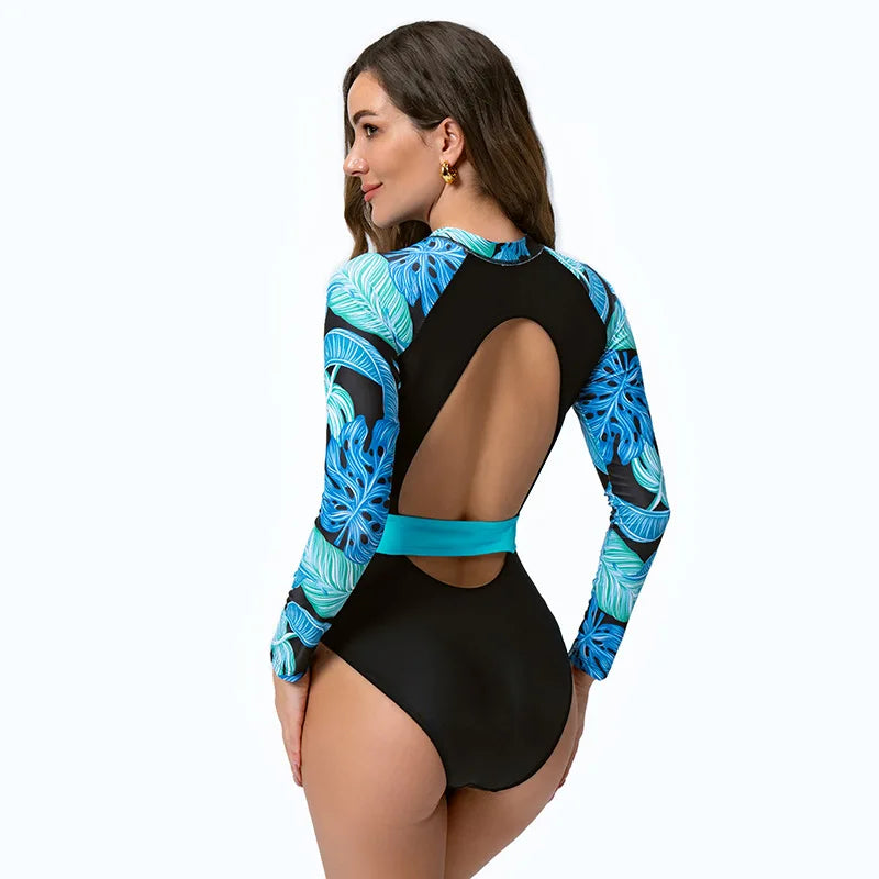 2024 Woman Swimsuit Long-Sleeve Quick Dry Surfing Suit Adult Diving Clothes One-Piece Bathing Suit Women‘s Swimwear