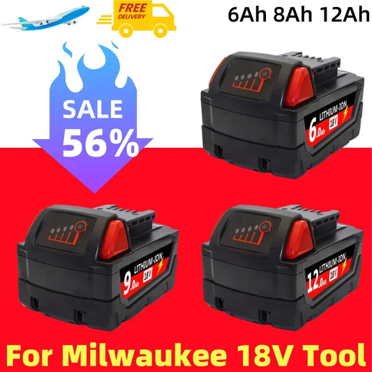 6000mAH/12000mAH For Milwaukee M18 18V Replacement For Milwaukee M18B5 XC Li-ion battery 48-11-1815 2604-20 48-11-1850 charger