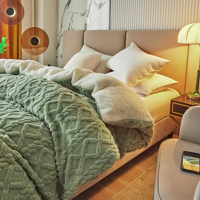Winter Wool Blanket Double Layer Thickening Blanket Warm Plaid Blankets Fleece Super Warm Soft Throw Sofa Bed Cover Cobija