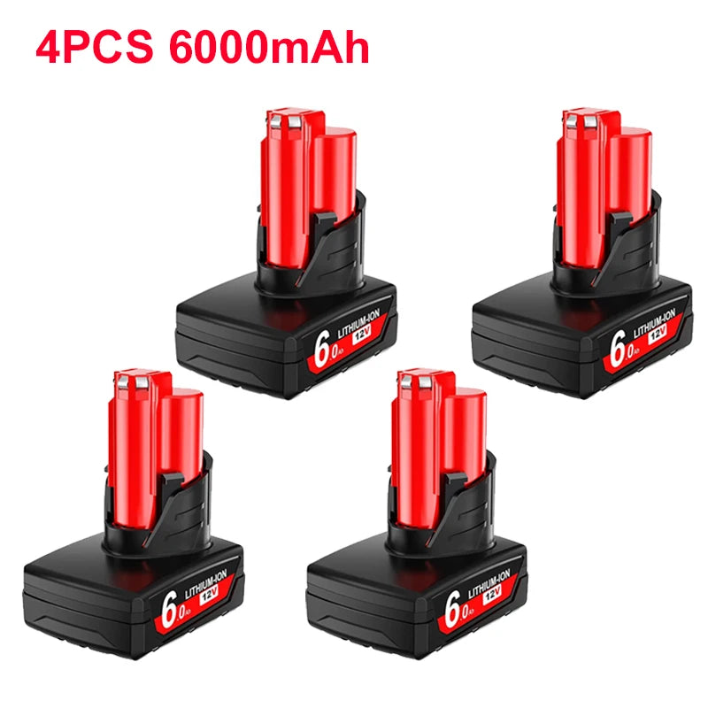 For Milwaukee M12 Battery 6.0Ah/3.0Ah 12V Rechargeable Battery For Milwaukee M12 Tool 48-11-2402 48-11-2411 48-11-2401MIL-12A-LI
