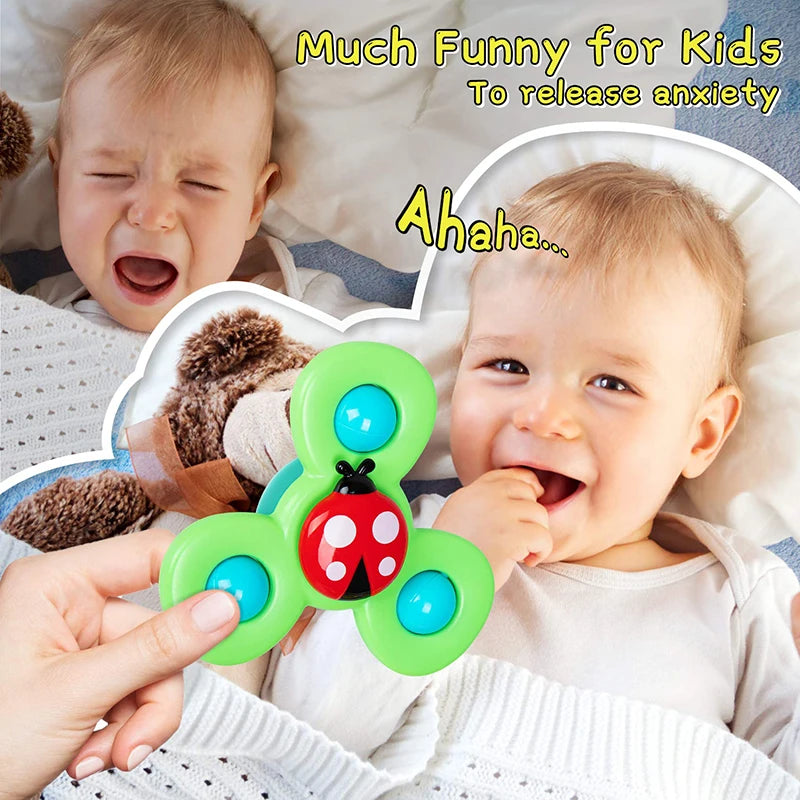 3pcs Baby Cartoon Fidget Spinner Toys Colorful Insect Gyro Educational Toy Kids Fingertip Rattle Bath Toys for Boys Girls Gift