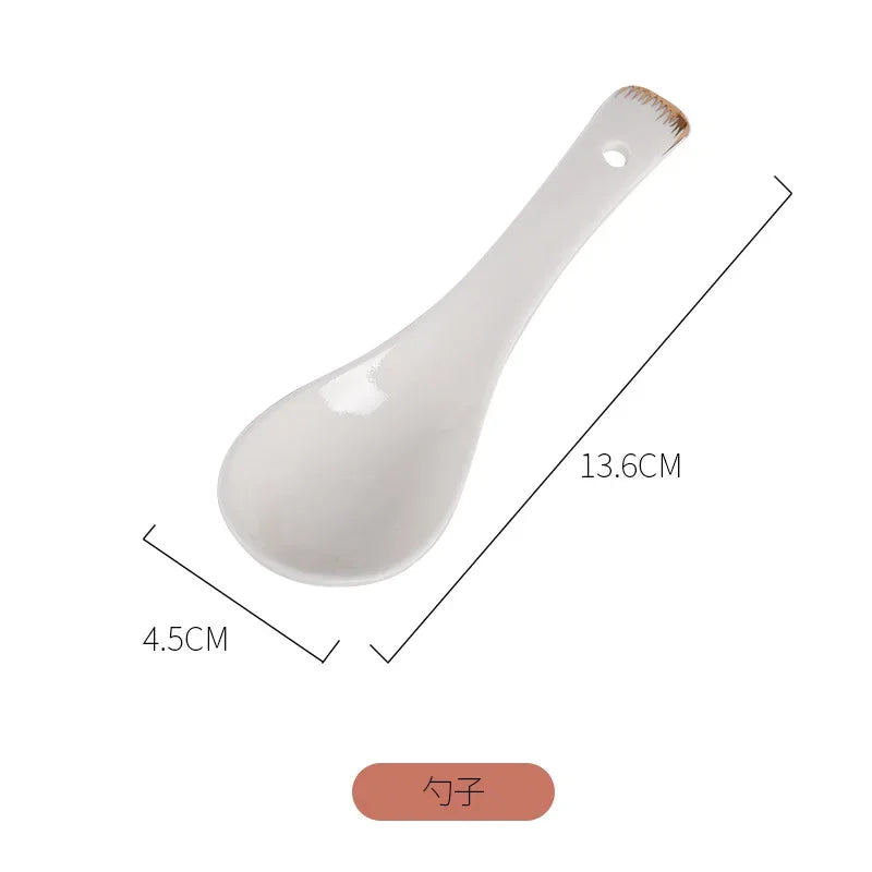 Creativity Plates and Bowls Set Kawaii Scoop Plate Elegant Phnom Penh Ceramic Bowl Set Household Salad Bowl Spoon Steak Plate