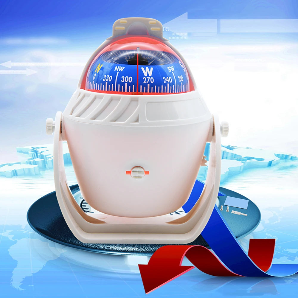 New Marine Car Outdoor Compass LED Pointer Number Hemisphere Compass Navioation Compass Car Accessories LED Light Power Cord 12V