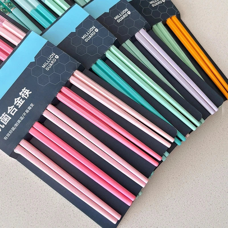 5 Pairs Chopsticks Chinese Style Household Non-slip Set Tableware Chopsticks Multi Color Chopsticks Set Kitchen Utensils