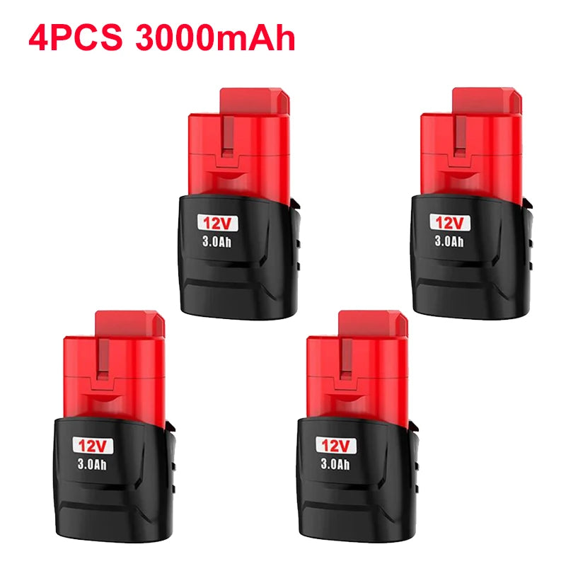 For Milwaukee M12 Battery 6.0Ah/3.0Ah 12V Rechargeable Battery For Milwaukee M12 Tool 48-11-2402 48-11-2411 48-11-2401MIL-12A-LI