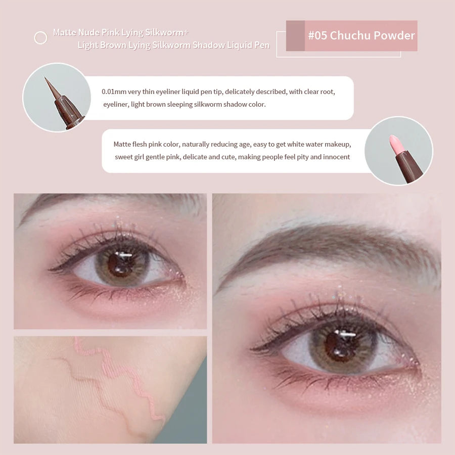 Double-headed Eyeliner Pen Evenly Pigmented Long Lasting Waterproof Smudge-proof Eye Make Up