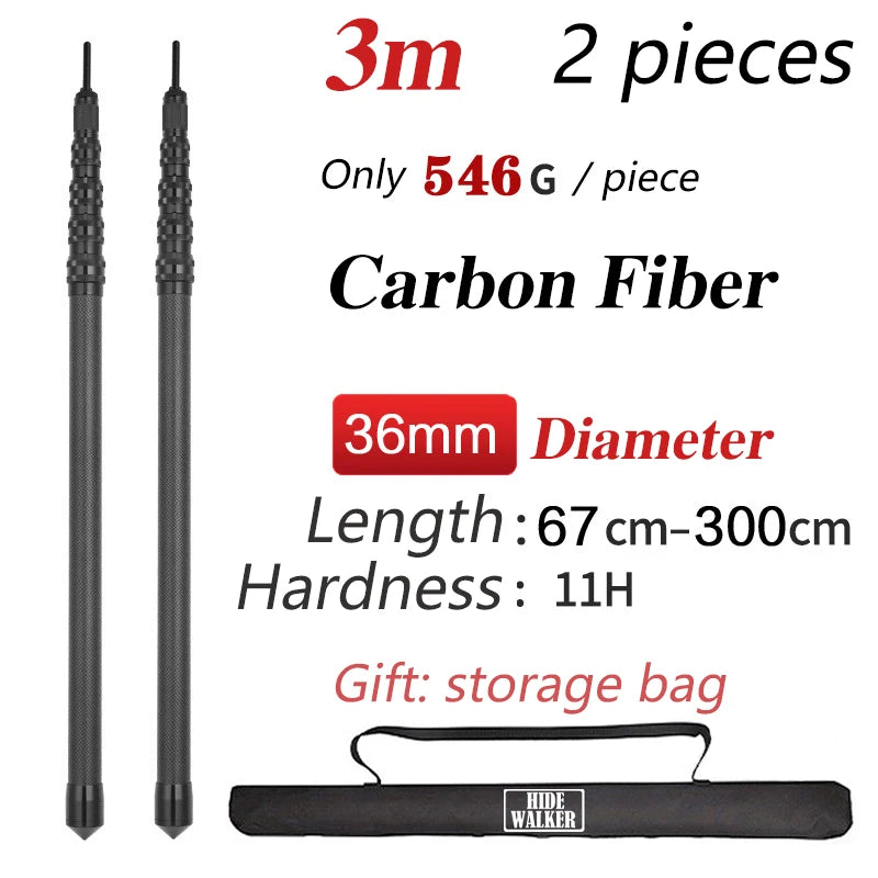 Carbon Fiber Tarp Pole Telescopic 2.8m Tarp Poles Telescope Lightweight Camping Poles Carbon Ultralight 3m Tent Pole Adjustable