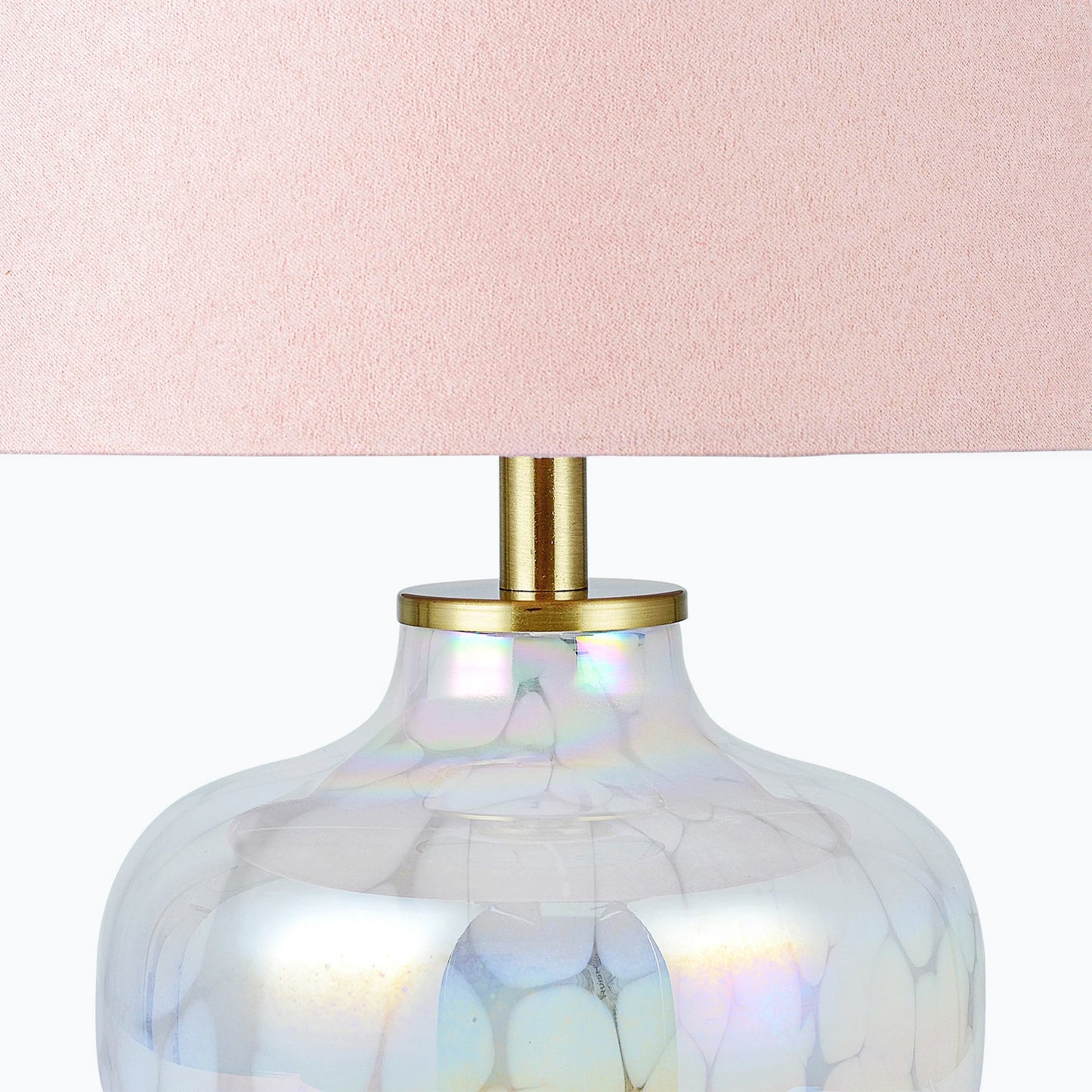 15" Blush Pink Hand-Blown Glass Table Lamp with Velvet Shade, Small Accent Lamp For Girls Bedroom Nightstand, Kitchen Counter