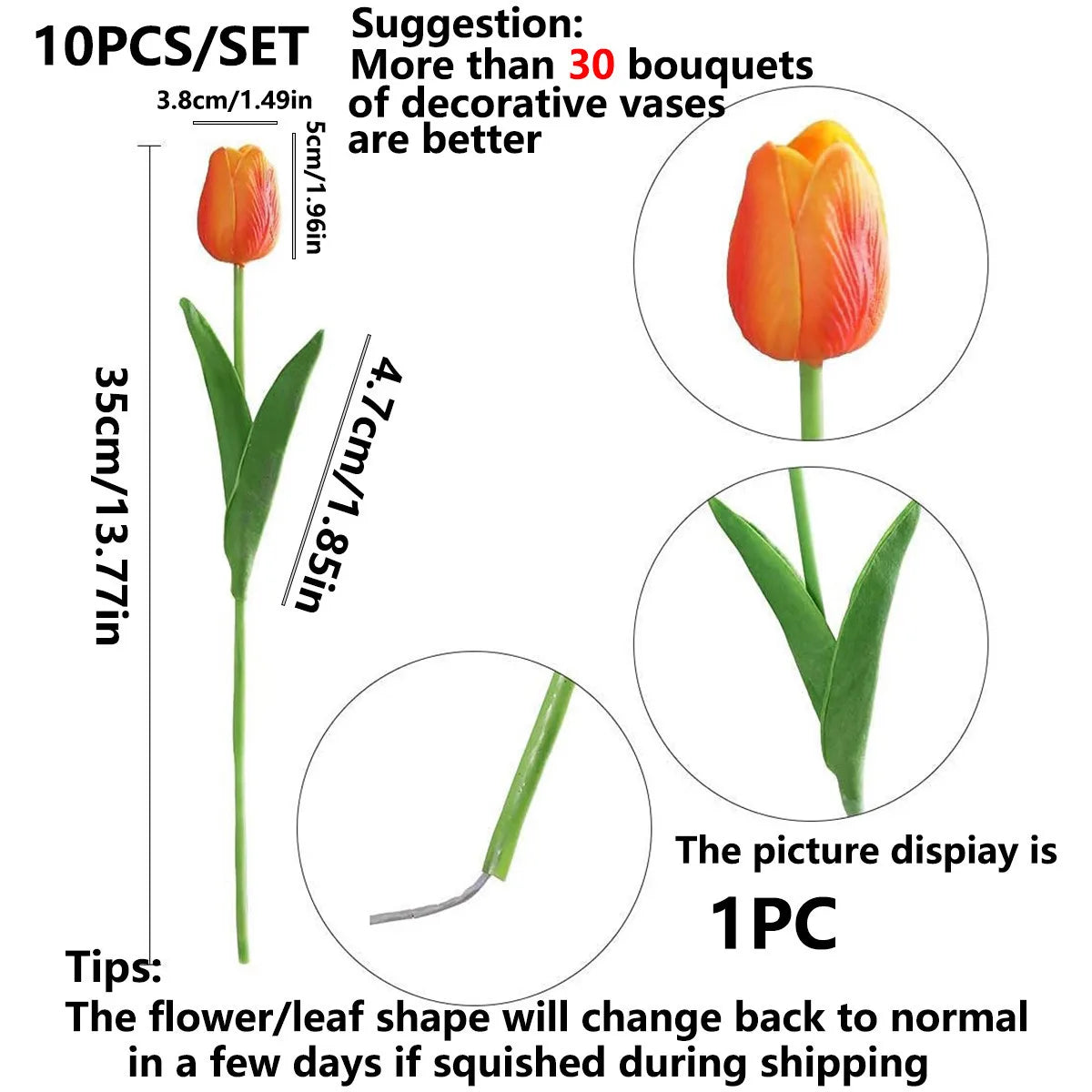 10Pcs Artificial Flower Realistic Touch Tulip for Scrapbooking Vase Home Decor Wedding Garden Arch Garland Mother's Day Bouquet