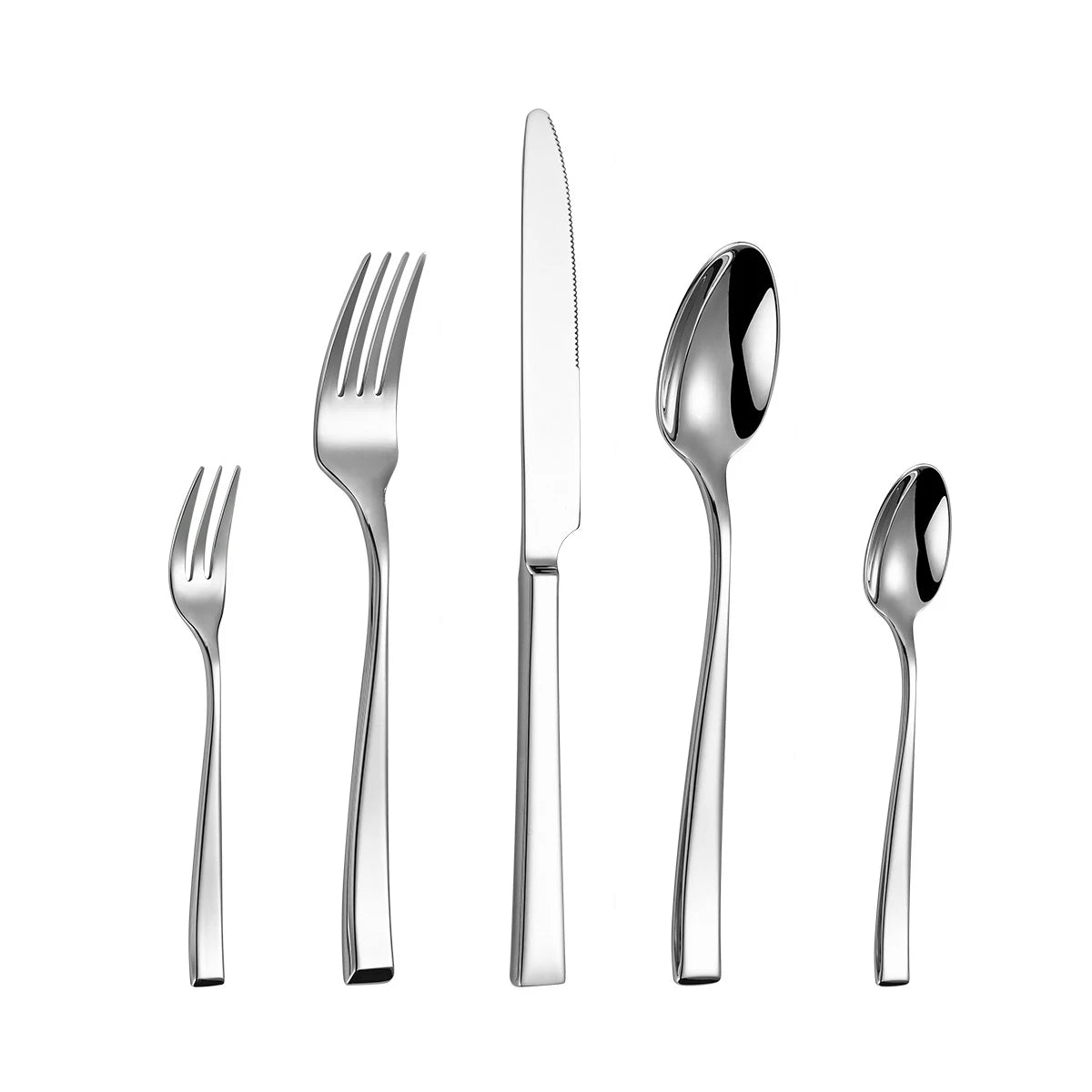 304 stainless steel square handle tableware set thickened restaurant hotel household high-end knife fork set