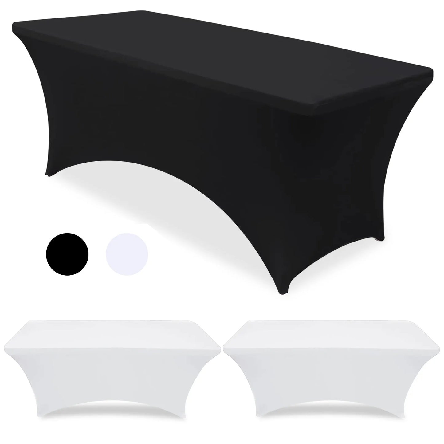 4/6FT White/Black High Stretch Tablecloth Wedding Party Beauty Massage Elastic Hotel Birthday Cover Rectangular Table Cloth