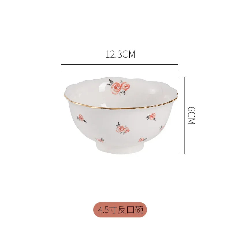 Creativity Plates and Bowls Set Kawaii Scoop Plate Elegant Phnom Penh Ceramic Bowl Set Household Salad Bowl Spoon Steak Plate