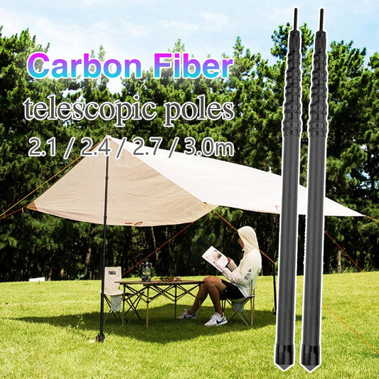 Carbon Fiber Tarp Pole Telescopic 2.8m Tarp Poles Telescope Lightweight Camping Poles Carbon Ultralight 3m Tent Pole Adjustable