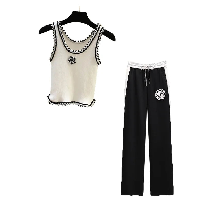 Fashion Two Piece Set Summer Clothes For Women Dresy Damskie Casual Wide Leg Pants Print T Shirt Suits Female clothes big 3XL