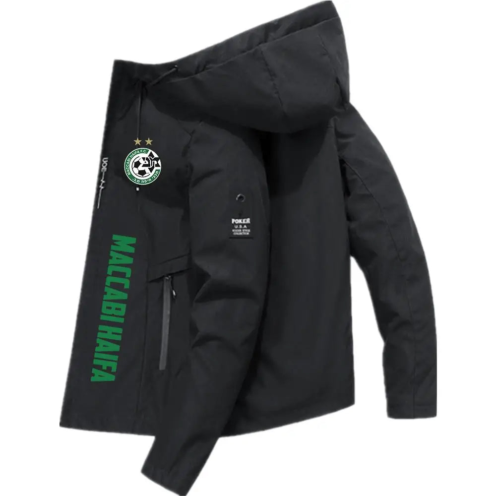 Maccabi Haifa Men's Hooded Jacket Bomber Men Windbreaker Zip Coat Spring Autumn Casual Sports Fitted Workwear