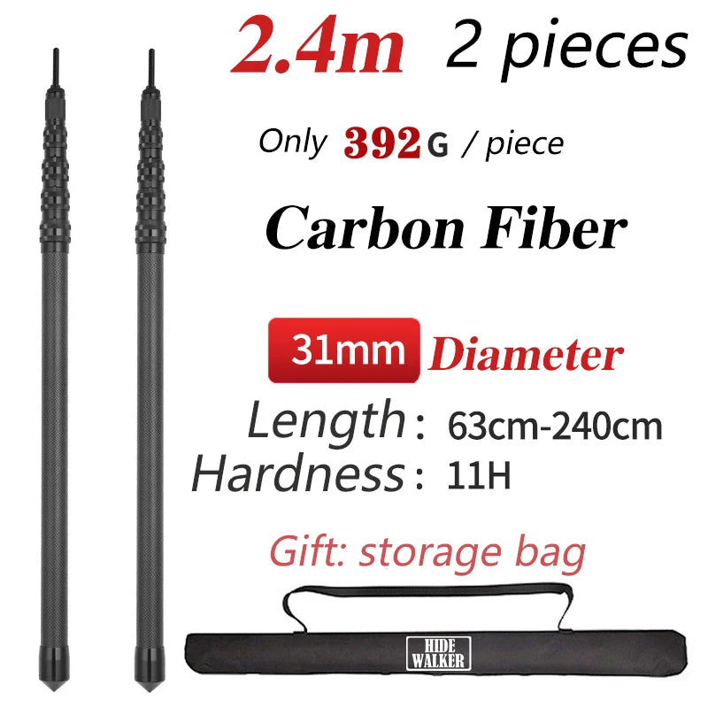 Carbon Fiber Tarp Pole Telescopic 2.8m Tarp Poles Telescope Lightweight Camping Poles Carbon Ultralight 3m Tent Pole Adjustable