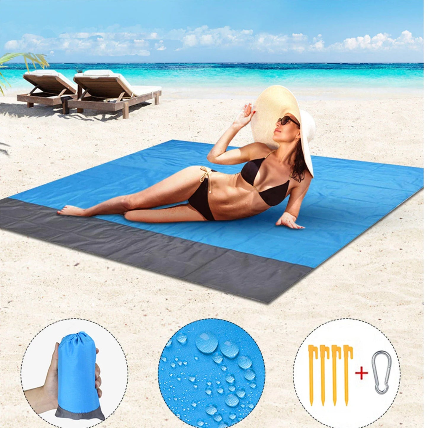 Waterproof Sandbeach Blanket for Camping, Hiking, and Sports - Lightweight and Sandproof