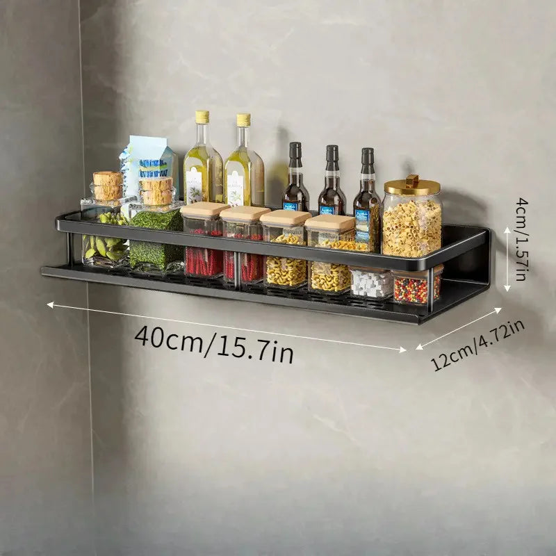 Multifunctional Kitchen Storage Rack Seasoning Storage Rack Wall-Mounted Kitchen Supplies Spatula Hook Rag Rod