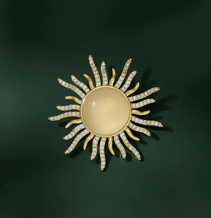 Exquisite Opal Wheat Ear Rhinestone Brooches for Women Crystal Cat’s Eye Stone Pins Suit Clothes Luxury Jewelry Accessories
