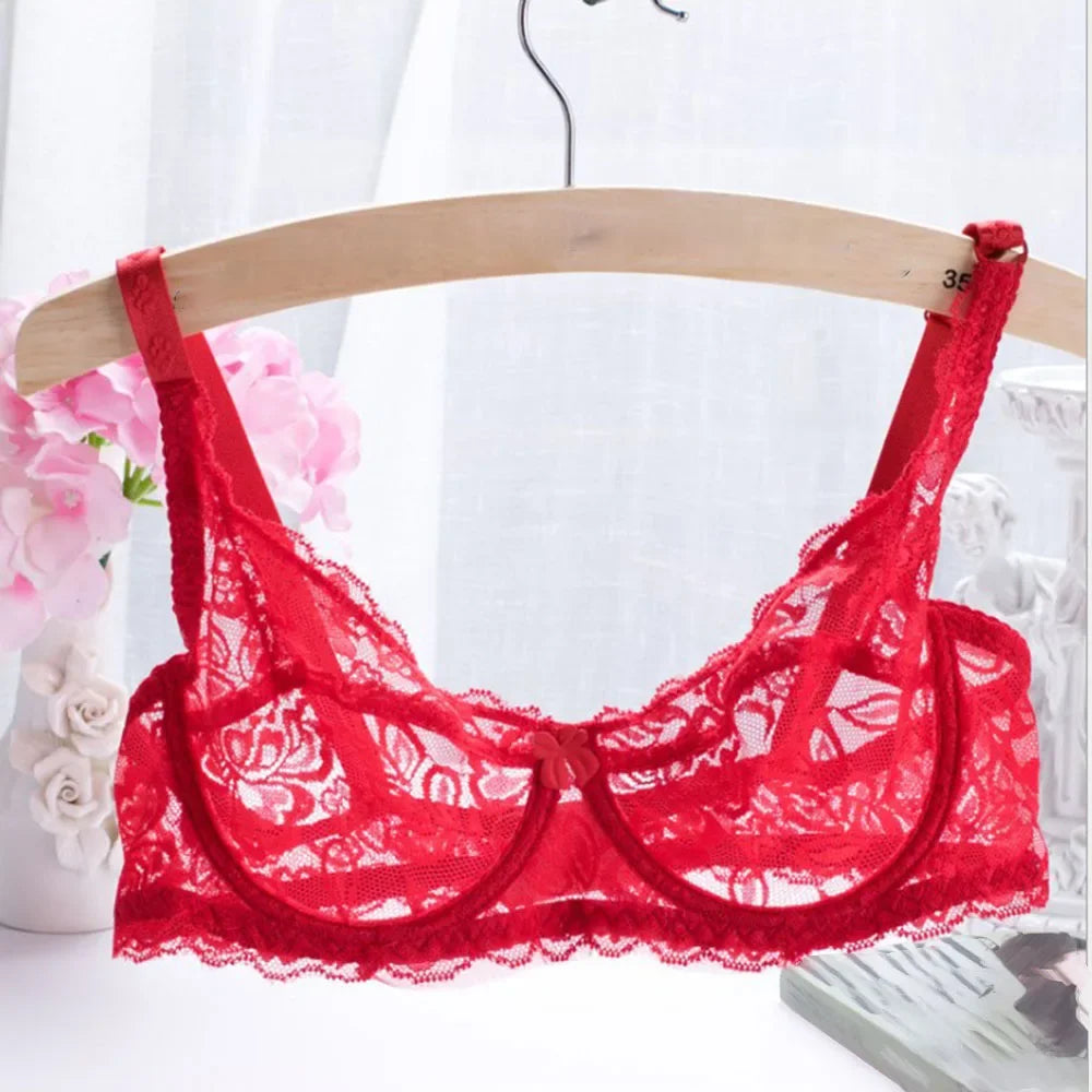 2025 Women’s Comfy Fashion Sexy Lingerie Lace Hollow Out Transparent Bra Underwire Bra Underwear Erotic Attractive Women Clothes