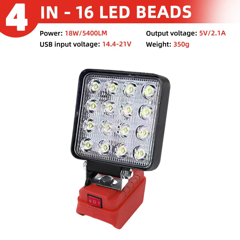 Led Light For Milwaukee 18V Li-ion Battery LED Work Light 4/5/8 inch Tool Light  Portable Emergency Flood Lamp Camping lamp