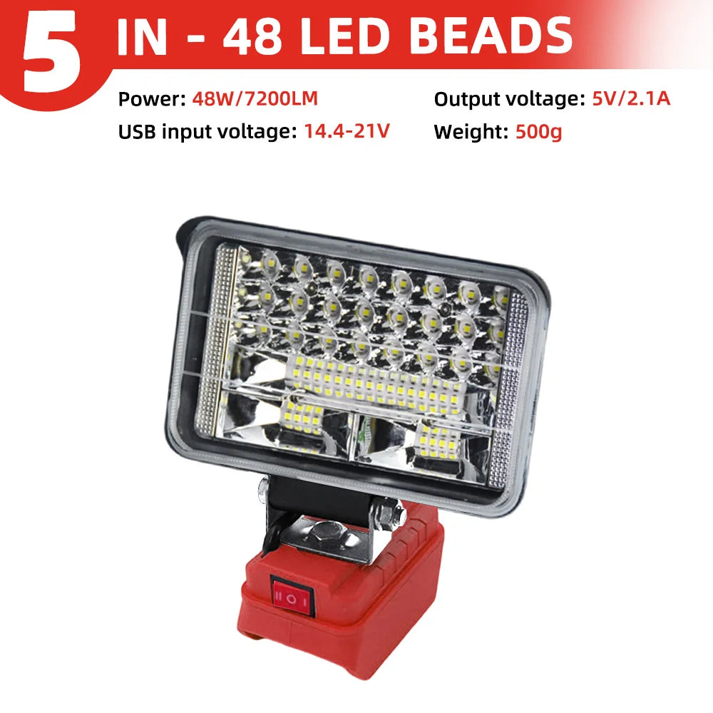 Led Light For Milwaukee 18V Li-ion Battery LED Work Light 4/5/8 inch Tool Light  Portable Emergency Flood Lamp Camping lamp